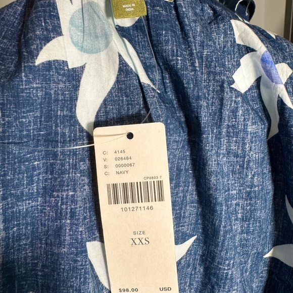 Anthropologie Navy Floral Halter Ruffle Hem Babydoll Mini Dress NWT XS - Picture 8 of 9